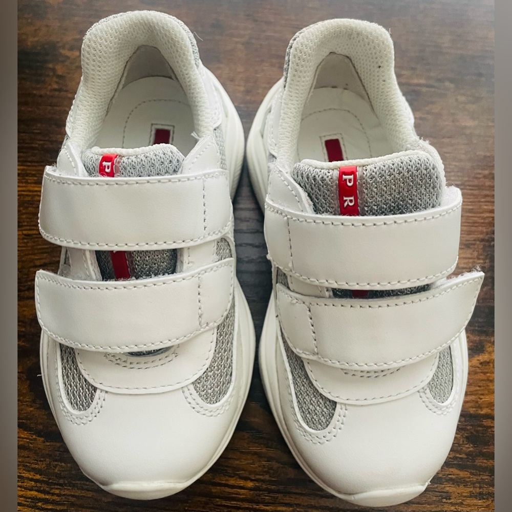 Kids Prada White Leather Americas Cup